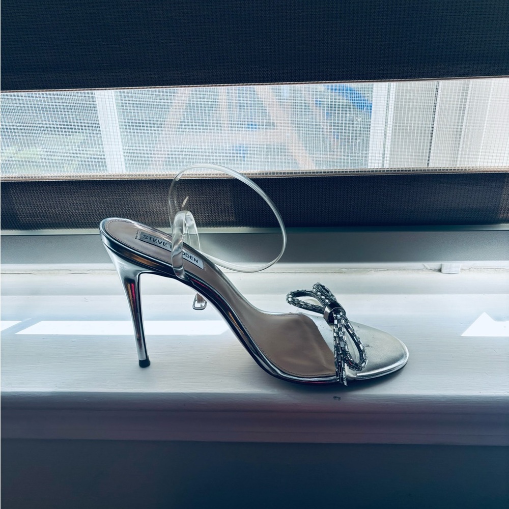 Elegant Silver Steeve Madden  Stiletto Heels. Worn once for 30 minutes